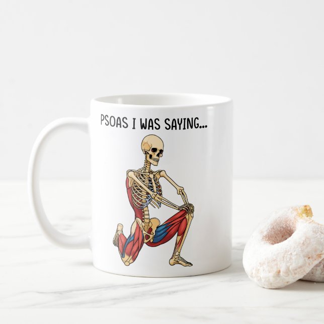 Taza De Café Psoas Decía Anatomía Divertida Esqueleto (Con donut)