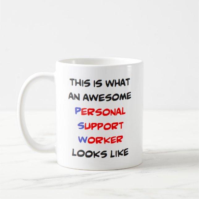 Taza De Café psw, trabajador de servicios personales, impresion (Izquierda)