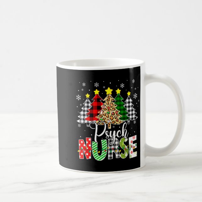 Taza De Café Psych Nurse Xmas Tree Leopard Red Plaid Christmas  (Derecha)