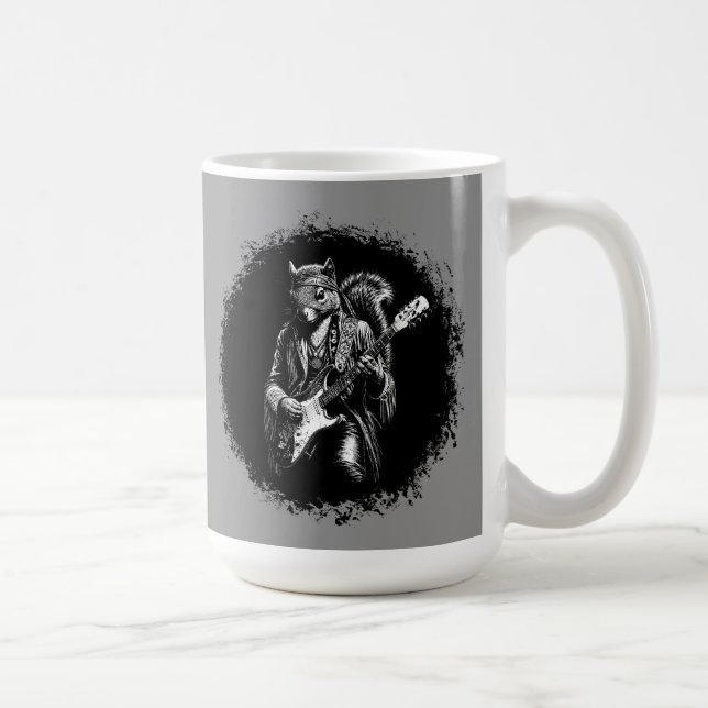 Taza De Café Psychedelic Guitar Squirrel - Divertida Roca Vinta (Derecha)
