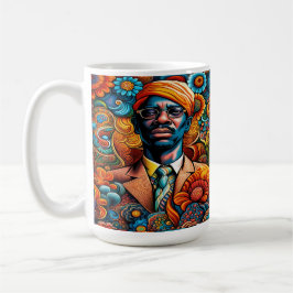 Taza De Café Psychedelica Resumen hombre afroamericano