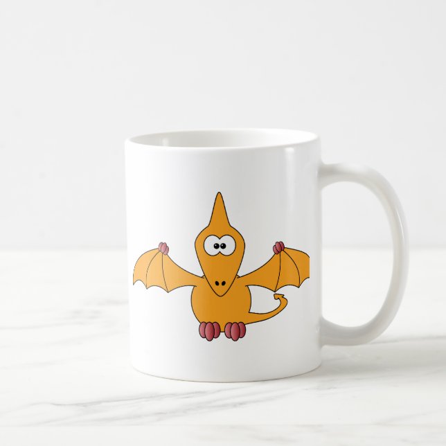 Taza De Café Pterodactyl del dibujo animado (amarillo) (Derecha)