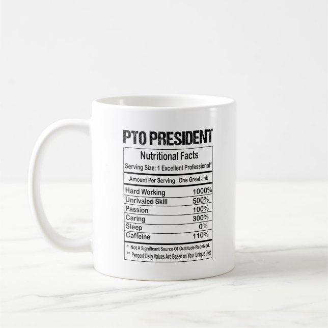Taza De Café Pto President Nutrition Facts Coffee Mug (Izquierda)