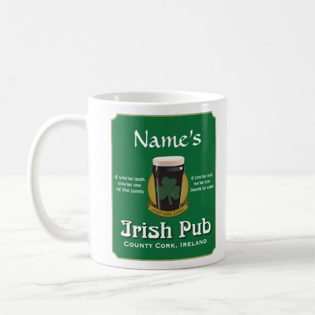 Taza De Café Pub Mug irlandés personalizado (Izquierda)