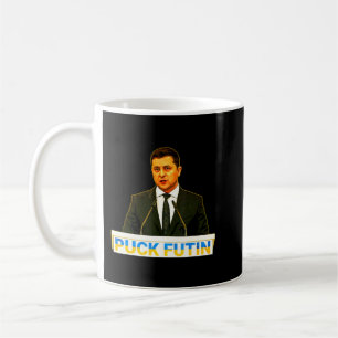 Taza De Café Puck Futin I Stand con la bandera ucraniana Volody