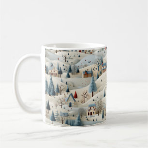 Taza De Café pueblo de Navidades nevados
