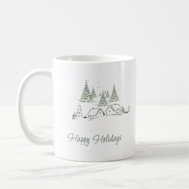 Taza De Café Pueblo de Navidades Snowden personalizado (Izquierda)