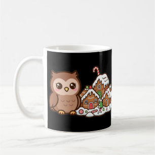 Taza De Café Pueblo de Pan de Jengibre Búho Navidad