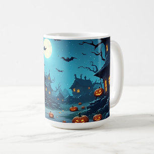 Taza De Café Pueblo Embrujado Bajo la Luz de la Luna con Calaba