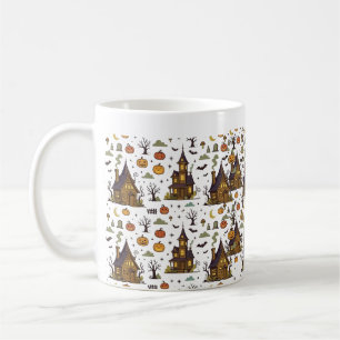 Taza De Café Pueblo Espeluznante Retro Arte de Noche de Hallowe