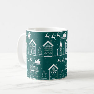 Taza De Café Pueblo navideño nórdico nevado