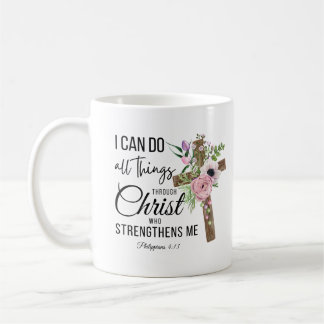 Taza De Café Puedo Hacer Todas Las Cosas Cruzando Las Escritura