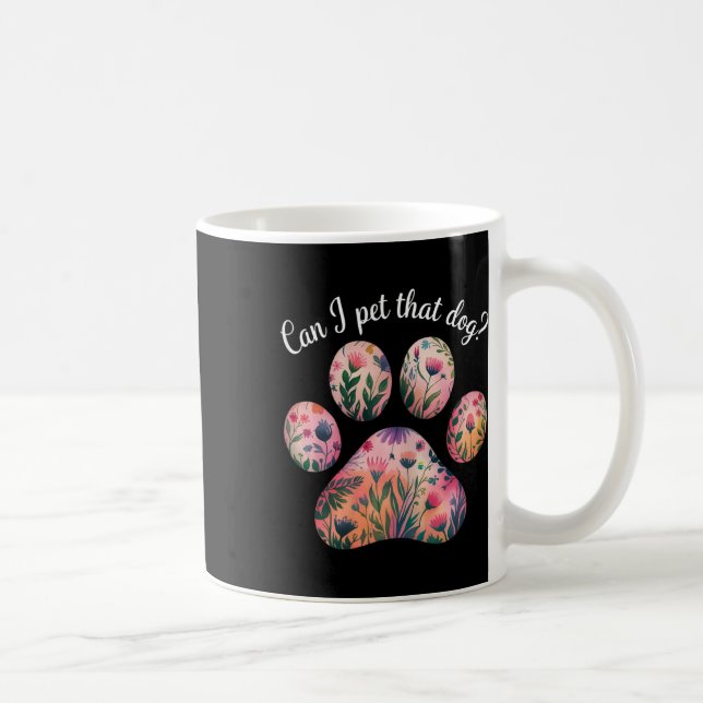 Taza De Café ¿Puedo Mascota La Impresión De Paw Floral De Acuar (Derecha)