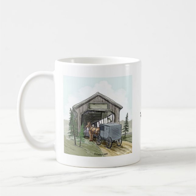 Taza De Café Puente Cubierto Amish (Izquierda)