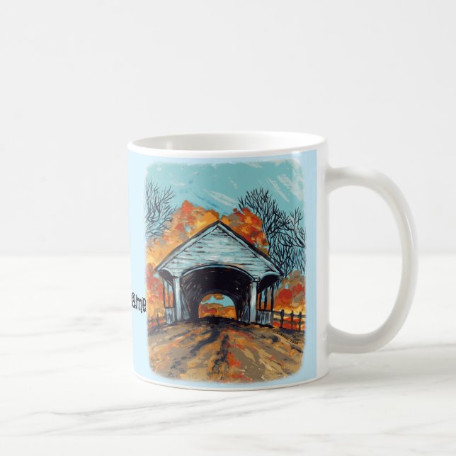 Taza De Café Puente cubierto de otoño (Derecha)