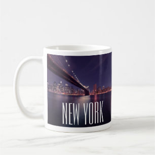 Taza De Café Puente de Brooklyn, Luces Nocturnas de Manhattan,