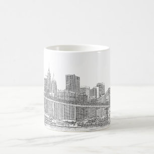 Taza De Café Puente de Brooklyn y horizonte de Manhattan