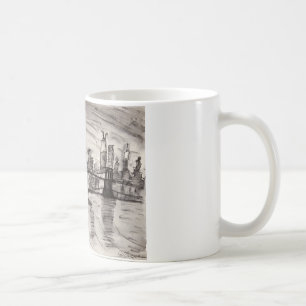 Taza De Café Puente de Brooklyn y un cielo gris