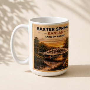 Taza De Café Puente del Arcoíris de la Ruta 66 Baxter Springs R