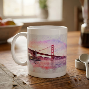 Taza De Café Puente Golden Gate al atardecer Pastel en San Fran