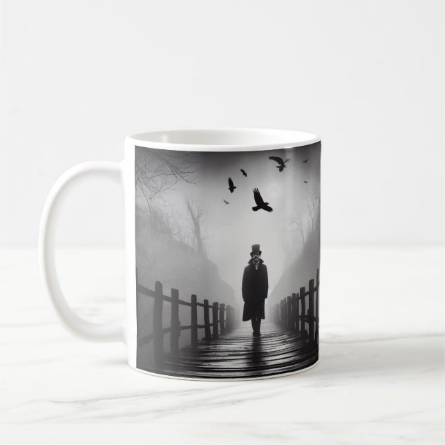 Taza De Café Puente poeta Edgar Allan poeta arroja miedo a la n (Izquierda)