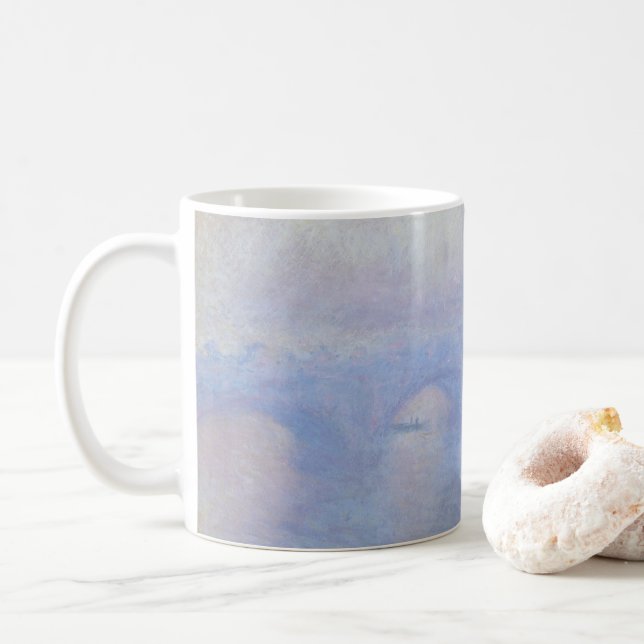 Taza De Café Puente Waterloo, efecto húmedo de Claude Monet (Con donut)