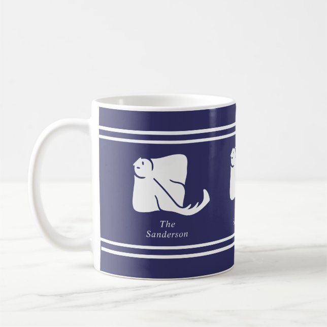 Taza De Café Puerta de raya mantarraya náutica costera azul mar (Izquierda)