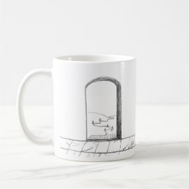 Taza De Café Puertas se abrieron y cerraron Esbozadas y dibujad