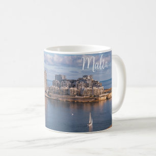 Taza De Café Puerto de Sliema y rascacielos de Malta
