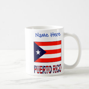 Taza De Café Puerto Rico Bandera Puertorriqueña Azul Personaliz