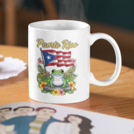 Taza De Café Puerto Rico Coquí Frog Boricua Pride