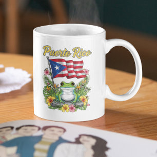 Taza De Café Puerto Rico Coquí Frog Boricua Pride