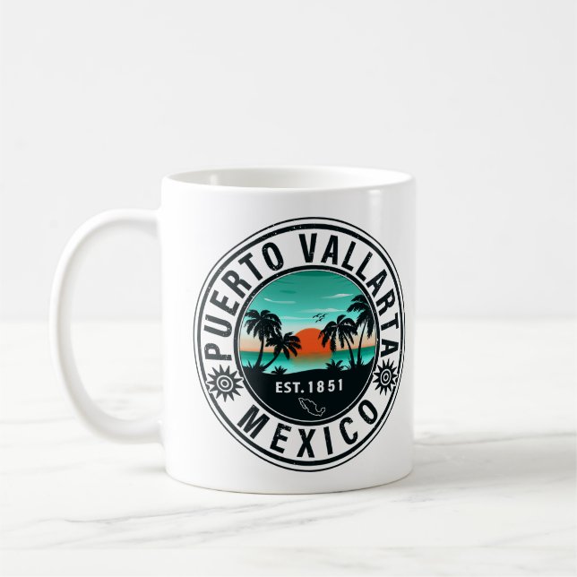 Taza De Café Puerto Vallarta México Retro Sunset Souvenirs 60 (Izquierda)