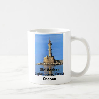 Taza De Café Puerto viejo de Creta Grecia del faro, puerto