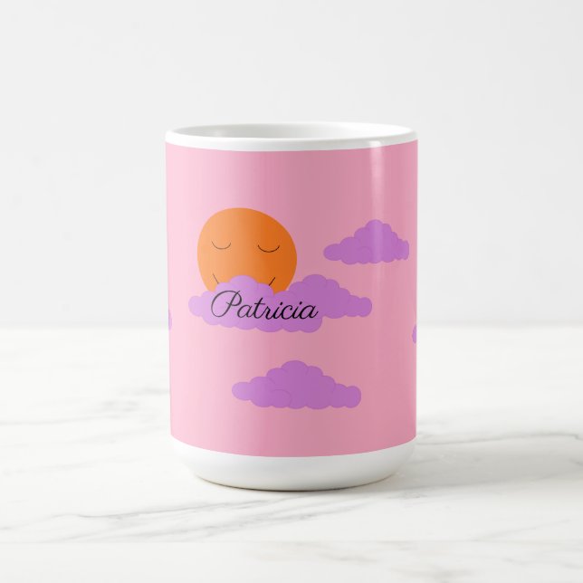 Taza De Café Puesta de sol con nubes: rosa clavel (Centro)