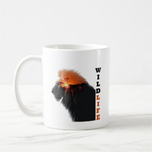 Taza De Café Puesta de sol del león: Majestad de la vida silves