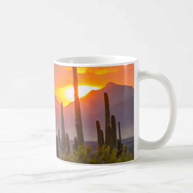 Taza De Café Puesta de sol en cactus del desierto, Arizona (Derecha)