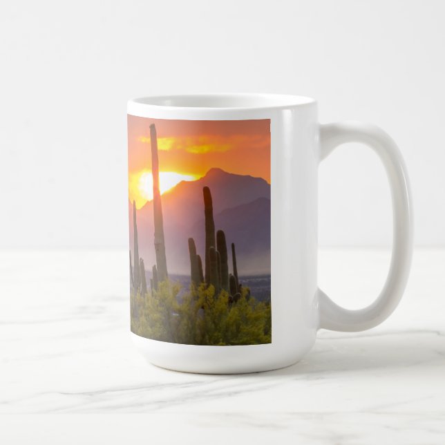 Taza De Café Puesta de sol en cactus del desierto, Arizona (Derecha)