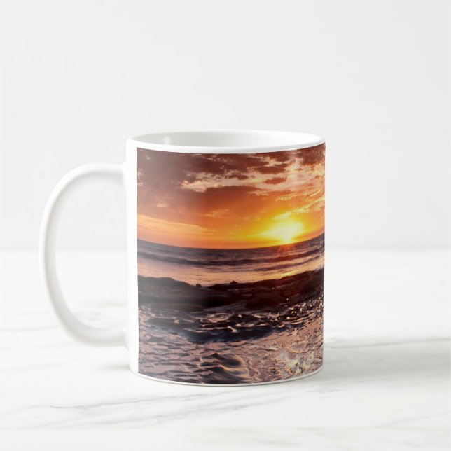 Taza De Café Puesta de sol en la playa, California (Izquierda)
