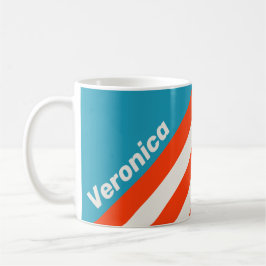 Taza De Café Puesta de sol retro marejada rayas con nombre