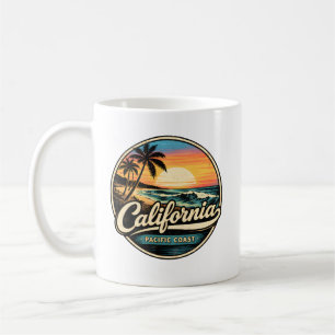 Taza De Café Puesta de sol vintage de California - Surf retro d