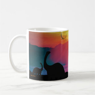 Taza De Café Puesta del sol del dinosaurio