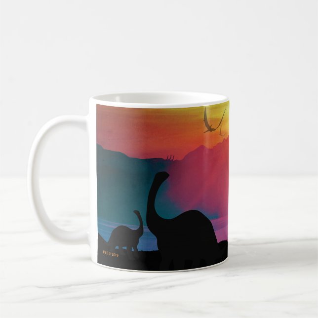Taza De Café Puesta del sol del dinosaurio (Izquierda)