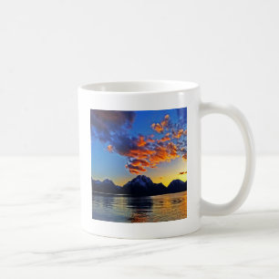 Taza De Café Puesta del sol sobre el Tetons