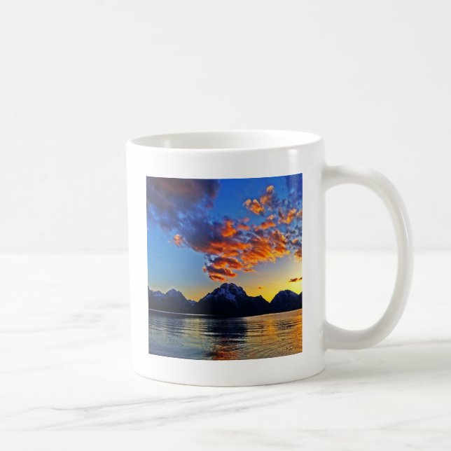 Taza De Café Puesta del sol sobre el Tetons (Derecha)