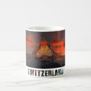 Taza De Café Puesta del sol suiza de las montañas de Zermatt