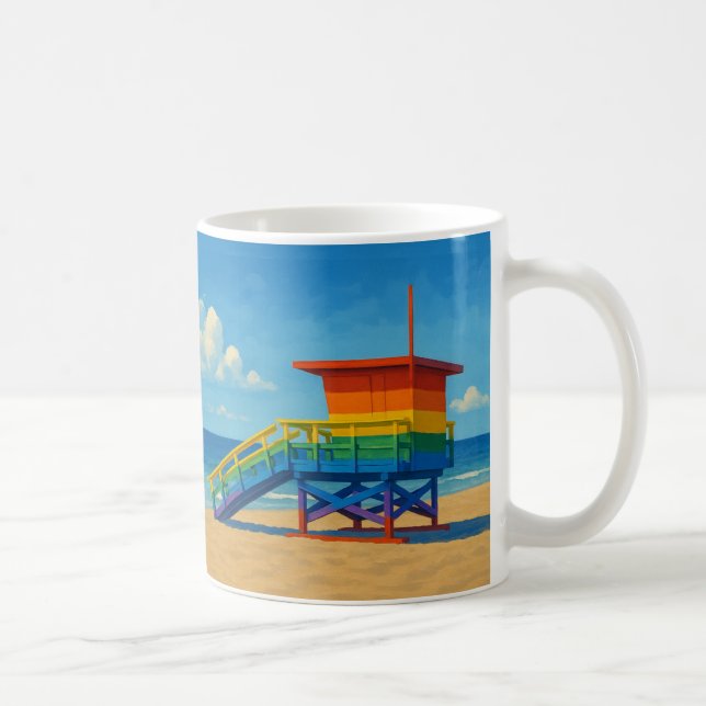 Taza De Café Puesto de vigilancia del arco iris de la playa de  (Derecha)