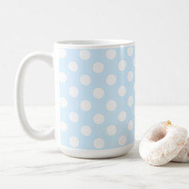 Taza De Café Puestos De Polka Blanco Y Azul Pintado