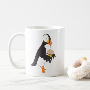 Taza De Café Puffin con un muffin
