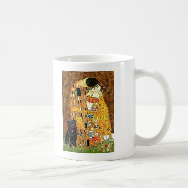 Taza De Café Pug 13 (negro) - El beso (Derecha)